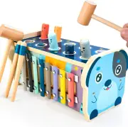 Wooden Hammering Pounding Toy, Educational Pegs Pound Maze Puzzle Number Sorter