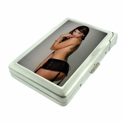 Colombian Pin Up Girls D2 Cigarette Case with Built in Lighter Metal Wallet