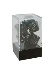 Black Opaque Polyhedral Dice Set with White Numbers