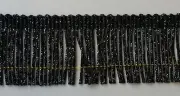 2" Metallic Chainette Fringe Col. Black Silver - Put-up: 8 Continuous Yards