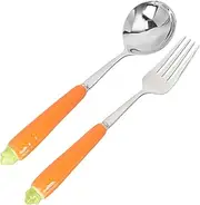 Alasum Easter Fork Spoon Set Boys and Girls Cutlery Cartoon Carrot Design 2 Piece Set