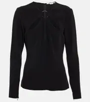 [Stella McCartney] Stella McCartney Cut out crêpe top AU 6 black