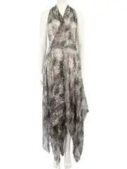 Flowery Print Halterneck Tie Maxi Dress