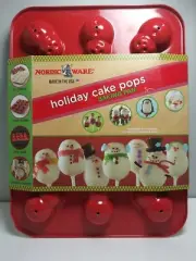 Nordic Ware 12-Cavity Snowman Cake Pops Pan Red