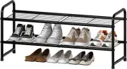 SUFAUY Shoes Rack Shelf for Closet Metal 2 Tier（32.3" x 12.0" x 16.2"）, Black