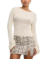Good American Stretch Rib Knit Boatneck Top
