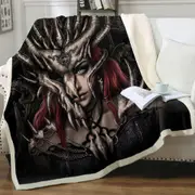 Cool Fantasy Art Dragon Mask Throw Blanket