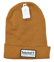 $45 TIMBERLAND LONG PATCH RIBBED TALL CUFF BEANIE HAT WHEAT ONESIZE