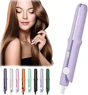 Dualglam Mini Dual-Purpose Curling Iron, Mini Dual Purpose Curling Iron, Portable Travel, Straightener and Curler 2 in 1, for All Hair Types (Purple)