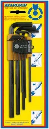 Beargrip BG-2446 - Hex Key Set Metric 1.5 - 10.0mm Long