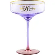 21st Birthday 300ml Fluted Coupe Wine/Cocktail Glass Stemmed Drinkware Purple
