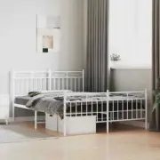 Metal Bed Frame Industrial White Farmhouse Mattress Base Double Size 135x190cm