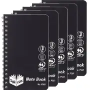 Spirax P561 Notepad Spiral Bound Side Open 96 Page (Black) [5 Pack]