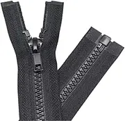 YaHoGa 2PCS #5 24 Inch Separating Jacket Zippers, Black Plastic, Bulk (24" 2pc)