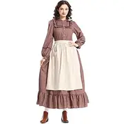 19th Century 1800s Old West Cosplay Costume Prairie Dress Pioneer Women's Halloween Carnival World Book Day School Event Dress Up Historical reenactment Adults