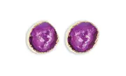 Pink Geode 1 Pair Earring Studs Gold Gemstone Crystal Healing