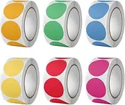 Pack of 3000 Adhesive Dots Colourful 25 mm Dot Stickers Marking Dots Colour Coding Round Stickers Adhesive Labels Round Labels for DIY Office Calendar 500 Pieces/Roll (6 Rolls) Adhesive Dots