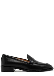 Stuart Weitzman Palmer Sleek Leather Loafers - Black - 7 7