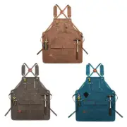 Women Men for Cross Back Adjustable Bib Apron Vintage Work Apron with Pock