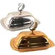 Gold/Silver Food Container Tray Stainless Steel Butter Dish Box Tray with Lid