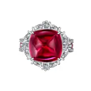 ANYCO Ring S925 Silver Custom CZ 5A Red Sugar Loaf Rings Jewelry for Women