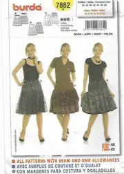 A31 BURDA 7862: SKIRT SIZE 10-22 SEWING PATTERN