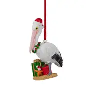 Aussie Christmas Hanging Decoration - Pelican with Present 8.5cm