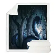 Fantasy Art Forest Dragon Throw Blanket
