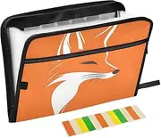 Quteprint 13 Pockets Expanding File Folder with Zipper Closure, Abstract Animal Fox Accordion File Folder with Sticky Labels, Letter Size A4 Papers Expandable File Document Organizer