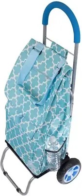01-581 Trolley Dolly, Moroccan Tile Shopping Grocery Foldable Cart