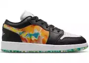 Nike Air Jordan 1 Retro Low SE GS Tie Dye Team Orange DJ6252-038 4Y = 5.5 Women