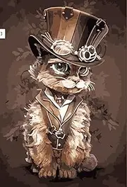 Paint by Numbers for Adults DIY Oil Paint by Number Adult Kit Paint by Numbers Adult Beginner Glasses Cat with Hat 20x26 Inch (Frameless)