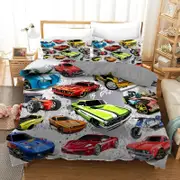 Toy Car Design Quilt Doona Duvet Cover Pillow Case Set (M30908)