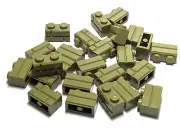 Lego - Lot of 25 - Olive Green, Bricks 1 x 2, Brick Pattern
