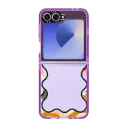 Galaxy Z Flip6 Impact Case Wavy Rainbow Marble Border