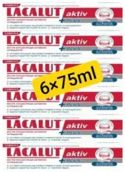 6× Lacalut Aktiv Plus 75 мл Medical Toothpaste Made Germany Value Pack