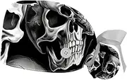 [YTYVAGT] 2-Pc,Gourd-Shaped Working Cap,Fisherman Hat with Buttons and Cotton Sweatband,Scary White Skulls