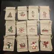 36Pcs Christmas Burlap Gift Bags with Jute Drawstring