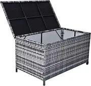 Outdoor Garden Storage Box Rattan Portable Storage Box Wicker Furniture 320L Grey