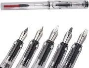 Kopida 5PCS Fountain Pen Set, Duckbill Gothic Parallel Calligraphy Art Flat Tip Tibetan Arabic Fountain Pen Nib - 0.7mm 1.1mm 1.5mm 1.9mm 2.9mm Writing Pen