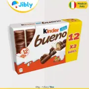 Italian Ferrero Kinder Bueno Chocolate|12 Bars Per Box|43g Bars| Delicious Snack