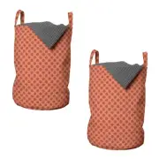 Geometric Laundry Bag Pack of 2, Repetitive Abstract Vintage Symmetry of Polk...