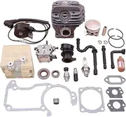 XXUMKL Fit for S-t-i-h-l MS260 026 Carburetor Ignition Coil Air Fuel Filter Line Intake M-a-n-i-f-o-l-d Gasket Chainsaw 44mm Cylinder Piston Kit