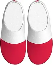 [EdWal] Polish flag print Winter Warm Slippers Indoor Anti-skid Plush Slippers Relaxing at Home for Women Men
