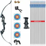 Archery Takedown Recurve Bow Set & Bow Sight Arrow Rest & 12x Arrows Arm Guard