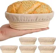 6 Inch Oval Banneton Bread Proofing Basket Set of 6, Kikcoin Mini Sourdough Bread Baking Supplies, Small Banneton Basket Proofing Baskets for Sourdough Bread Baking