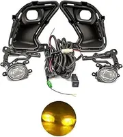 Fog Lights For Toyota For Grand For Highlander 2024 2025 Car LED Front Bumper Fog Lights Fog Lamp Harness Wiring Cover Grille Yellow Light Fog Light Lamp Assembly(White Fog set)