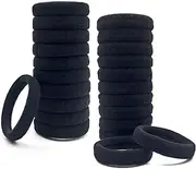 Elastic Hair Ties, 30 Pcs Thick Seamless Hair Bands, Strong Elastic Ponytail Holders Hair Accessories for Girls Women (Black)