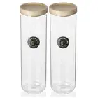 2x Lemon And Lime Woodend Beach Glass Canister 1.65L Storage/Food Jar/Container
