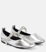 [Stella McCartney] Stella McCartney Elsa metallic faux leather ballet flats AU 4 silver